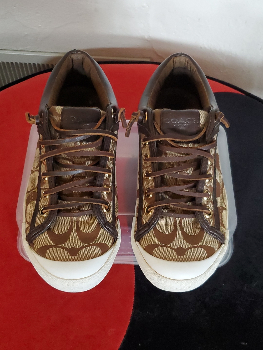 Coach Franscesa Brown Signature Canvas Sneakers Size 5